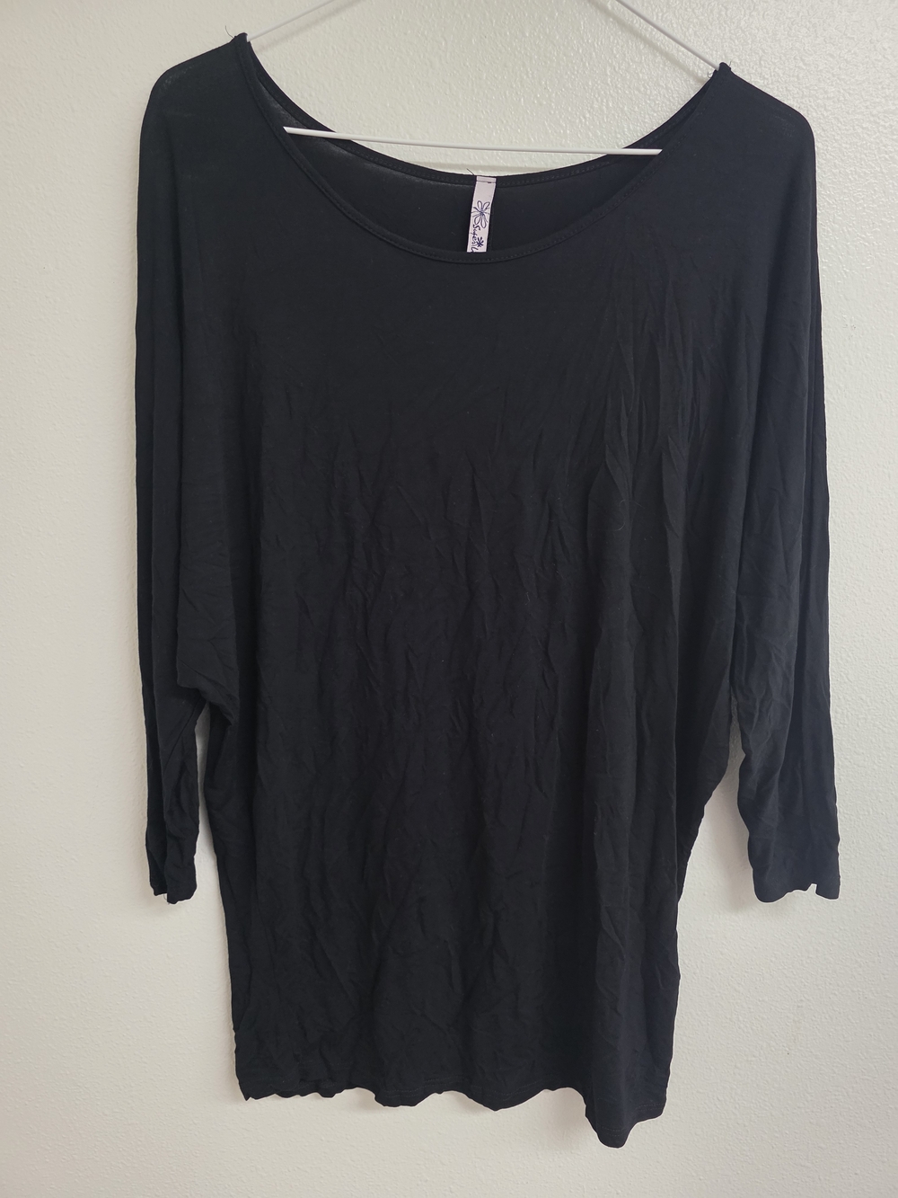 Women's Black Long Sleeve Boatneck Top (0506)